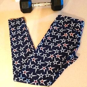 Fabletics Red White & Blue Stars High Waisted Workout Tights